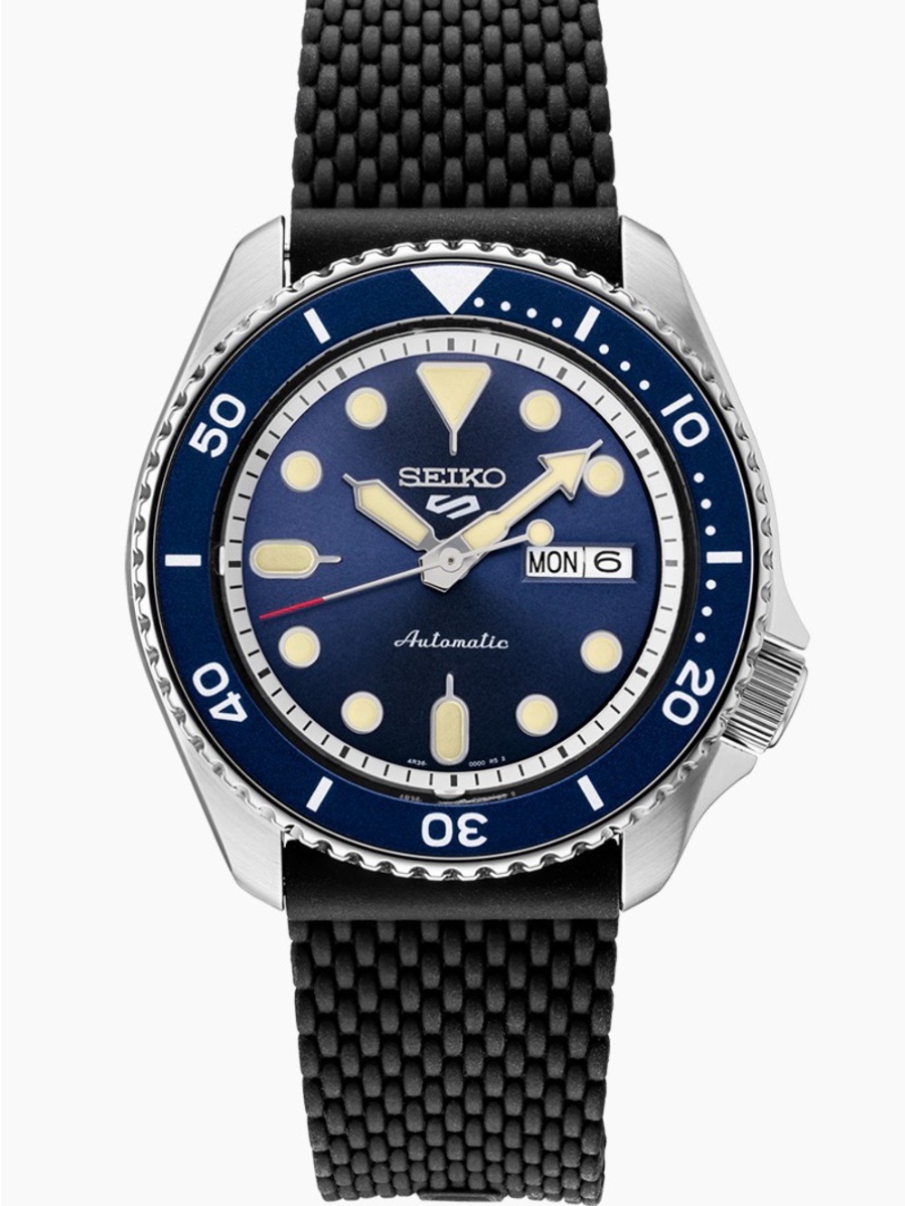 Seiko SRPD93 Navy Blue Dial Automatic Dive Watch with Black Strap